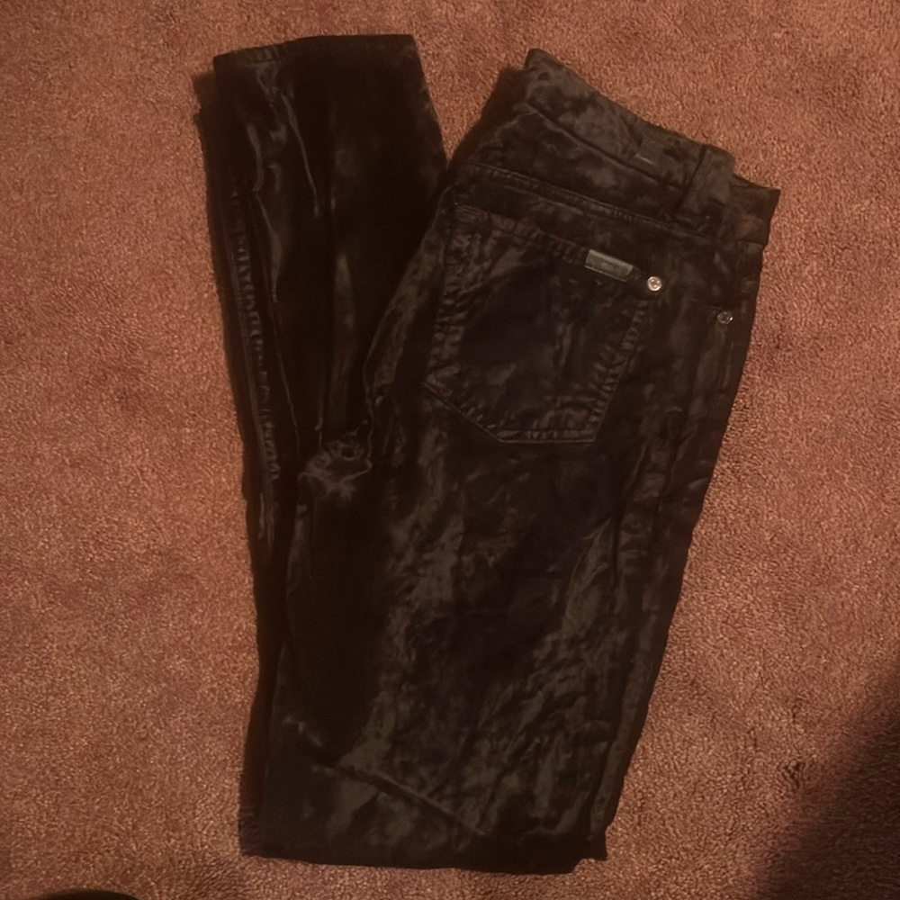 7 for all mankind black velvet skinny jeans
